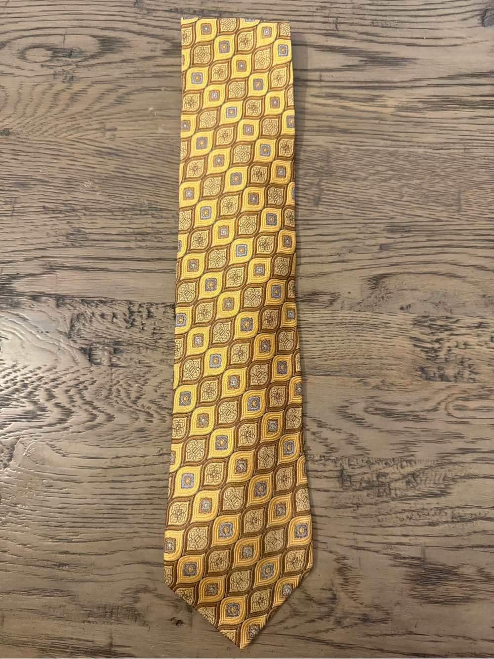 Robert Talbott Gold and Blue Geometric Silk Tie